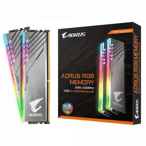 Gigabyte GP-AR32C16S8K2HU416R AORUS RGB Memory, 16GB Kit, DIMM DDR4, 3200 MHz, CL16, XMP, 1.35V