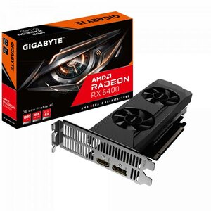 Gigabyte GV-R64D6-4GL Radeon RX 6400 D6 LOW, Radeon RX 6400, 4 GB, GDDR6, 64 bit, 7680 x 4320 pixels