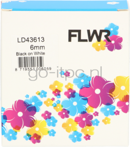 FLWR Dymo 43613 zwart op wit breedte 6 mm