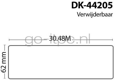 FLWR Brother DK-44205 62 mm x  30.48 M wit